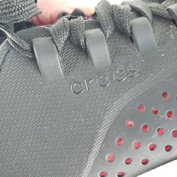 Crocs LiteRide Pacer Lace-Up Sneakers Black Perforated Mesh Womens Size 10 - Picture 9 of 11